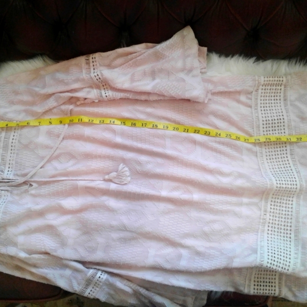 Anthropologie floreat  light pink Boho dress with Lace and Bell Sleeves - Picture 6 of 8